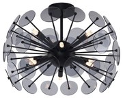 Lampa sufitowa w stylu art deco, czarna z dymionym szkłem - Atomic