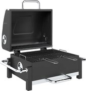 Outsunny Grill na węgiel drzewny ze stali przenośny BBQ Smoker z pokrywą regulowanymi otworami wentylacyjnymi dwupoziomowy pojemnik na węgiel termometr | Aosom PL