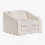 Fotel Rozkładany Z Tkaniny Bouclé Dalila Tkanina Bouclé W Kolorze Złamanej Bieli - Sklum