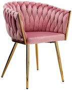 Różowe krzesło tapicerowane plecione N5-H87