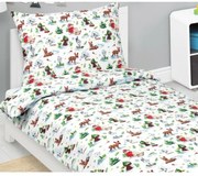 Bellatex Świąteczna pościel bawełniana Zwierzątka w lesie, 140 x 200 cm, 70 x 90 cm