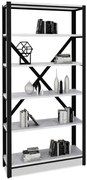 Nowoczesny regał z 6 półkami czarny + beton Z8-K75