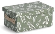 Pudełko do przechowywania z pokrywką, bawełniane, motyw liści