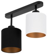 Lampa sufitowa czarna dwupunktowy spot z czarno-białymi abażurami C-33