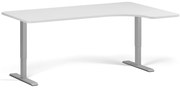 Biurko z regulacją wysokości, 180x120 cm, 2 silniki, L/P, szara podstawa, biały