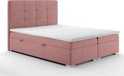 Łóżko kontynentalne TUTO 140x200 różowe velvet z pojemnikiem LAVERTO