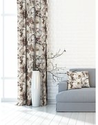 Zasłona dekoracyjna w kwiaty beżowa podkład oxford - szer. 150 cm
