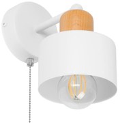 Biały kinkiet LED SHWD-BU1010WE jednopunktowy z metalu i drewna z włąc