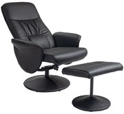 HOMCOM Fotel Relaksacyjny z Podnóżkiem Obrotowy Skóra Ekologiczna Czarny | Aosom PL