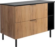 Szafka pod umywalkę, Dąb Craft / Czarny + czarny uchwyt, 100 x 77 x 46 cm, nogi czarne, bez blatu