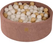 Okrągły Suchy Basen Z Piłeczkami 7cm Dla Dziecka, 90x30cm/200 Piłek, Welurowy, Beżowy, Piłki: Biały, Beż - Meowbaby®