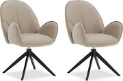 Zestaw krzeseł jadalnianych 60x90x59 cm Beżowe nowoczesne krzesła typu Egg z ekoskóry Bouclé