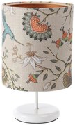 Biała lampka nocna z abażurem w kwiaty - 9X S386 A1-B24