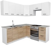 Zestaw mebli kuchennych narożny dąb sonoma + biały B2-A60