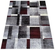 Szaro-czerwony dywan w geometryczne wzory Czarny mat C3-N26