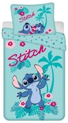 Niebieska bawełniana pościel dziecięca jednoosobowa 140x200 cm Lilo a Stitch "Hawaii" – Jerry Fabrics