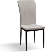 Zestaw 6 beżowych krzeseł z tkaniny i czarnych metalowych nóg - AMSTERDAM