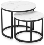 Zestaw nowoczesnych okrągłych stolików biały marmur F6-L30