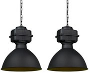 Zestaw 2 lamp wiszących w stylu industrialnym Small matowe czarne - Sicko