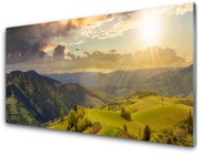 Obraz Akrylowy Góry Łąka Zachód Słońca