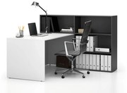 PLAN Zestaw mebli biurowych single SEGMENT, 3 półki, prawy, biały/grafit