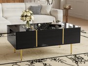 Nowoczesny stolik kawowy - 2 szuflady - MDF - Czarny