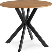 Stół Okrągły LAUREN 90 cm Dąb Złoty/Czarny Loft Nowoczesny