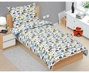 Bellatex Dziecięca pościel bawełniana Junior Miasto zielony, 140 x 200, 70 x 90 cm