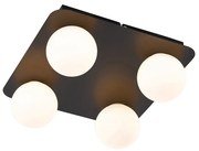 Zewnetrzna Nowoczesna łazienkowa lampa sufitowa czarna kwadratowa 4-punktowa - Cederic Nowoczesny Oswietlenie zewnetrzne