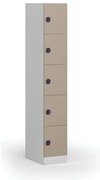 Szafka skrytkowa S1, 5 schowków, 1850 x 300 x 500 mm, demontaż, zamek kodowy, drzwi beżowe