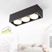 NETTLIFE 3 reflektory sufitowe LED kwadratowe czarne regulowane ciepłe białe 3x5W GX53 do kuchni salon jadalnia sypialnia przedpokój