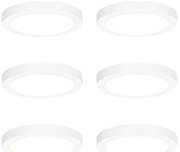 Zestaw 6 reflektorów wpuszczanych lub natynkowych biały 18 cm z LED z 3-stopniową funkcją ściemniania do ciepłej barwy - Trans