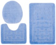 Niebieski antypoślizgowy komplet dywaników w kratkę R8-W42