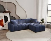 Emporius Napoli narożnik do salonu - gruba pianka, miękki narożnik w nowoczesnym stylu - prawostronny, tkanina aksamitna, niebieski (Komodo 50)