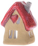 Świecznik ceramiczny Domek z sercem, 12,4 x 16 x 9,3 cm