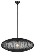 Czarna lampa wisząca z tekstylnym kloszem ø 75 cm Florence – Markslöjd
