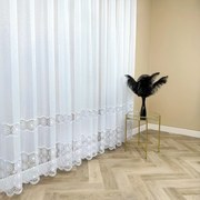 Firana z gipiurą kwiatowy wzór biała subtelna na Markizecie wys. 280 cm