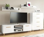 Biały skandynawski zestaw mebli pod telwizor do pokoju RTV E5-G03