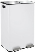 Stalowy kosz na śmieci 2x30 l do segregacji odpadów/z pedałem w matowym białym kolorze Aliya – Spirella