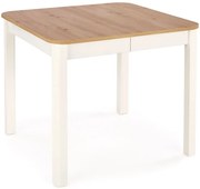 Biały + dąb artisan rozkładany stół kwadratowy do salonu K2-N28