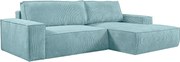 Kanapa narożna rozkładana z turkusowego sztruksu AMELIA PASCAL MORABITO - Narożnik prawostronny