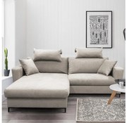 Narożnik rozkładany HORTA w kształcie L, lewostronny, szary, z pojemnikiem