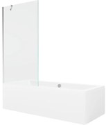 Mexen Cube wanna prostokątna 170 x 80 cm z obudową i parawanem 1-skrzydłowym 90 cm, transparent, chrom - 550517080X9509000001