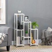 Outsunny Stojak na kwiaty, stojak na rośliny, 7 półek, do użytku wewnętrznego i zewnętrznego, stalowy, biały, 65 x 23 x 94,5 cm