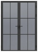Drzwi kompletne 2-skrzydłowe dwustronne z aluminium i dymionego szkła hartowanego - 2 x wys. 204 x szer. 83 cm - Czarny - SEROTO