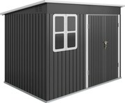 Outsunny Metalowy schowek na narzędzia ogrodowe, z oknem, szerokie drzwi, 260 x 177 x 190 cm, Ciemnoszary