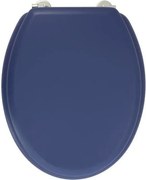 Deska WC Dolce z formowanego drewna w kolorze granatowym z solidnymi zawiasami ze stali nierdzewnej, matowym wykończeniem i wymiarami 47x38 cm