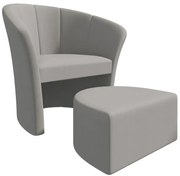 Szary tapicerowany nowoczesny fotel z podnóżkiem H1-C11