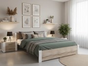 Łóżko IKAROS 120 x 200 cm, białe/dąb sonoma Stelaż: Ze stelażem listwowym rolowanym elastycznym, Materac: Bez materaca