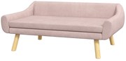 PawHut Sofa dla zwierząt Sofa dla psa, Skandynawski design, wyjmowany materiał, welur, 102 cm x 58,5 cm x 42,5 cm, różowy + naturalny